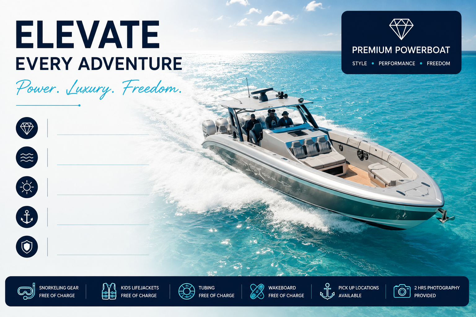Premium Powerboat charter in Turks & Caicos