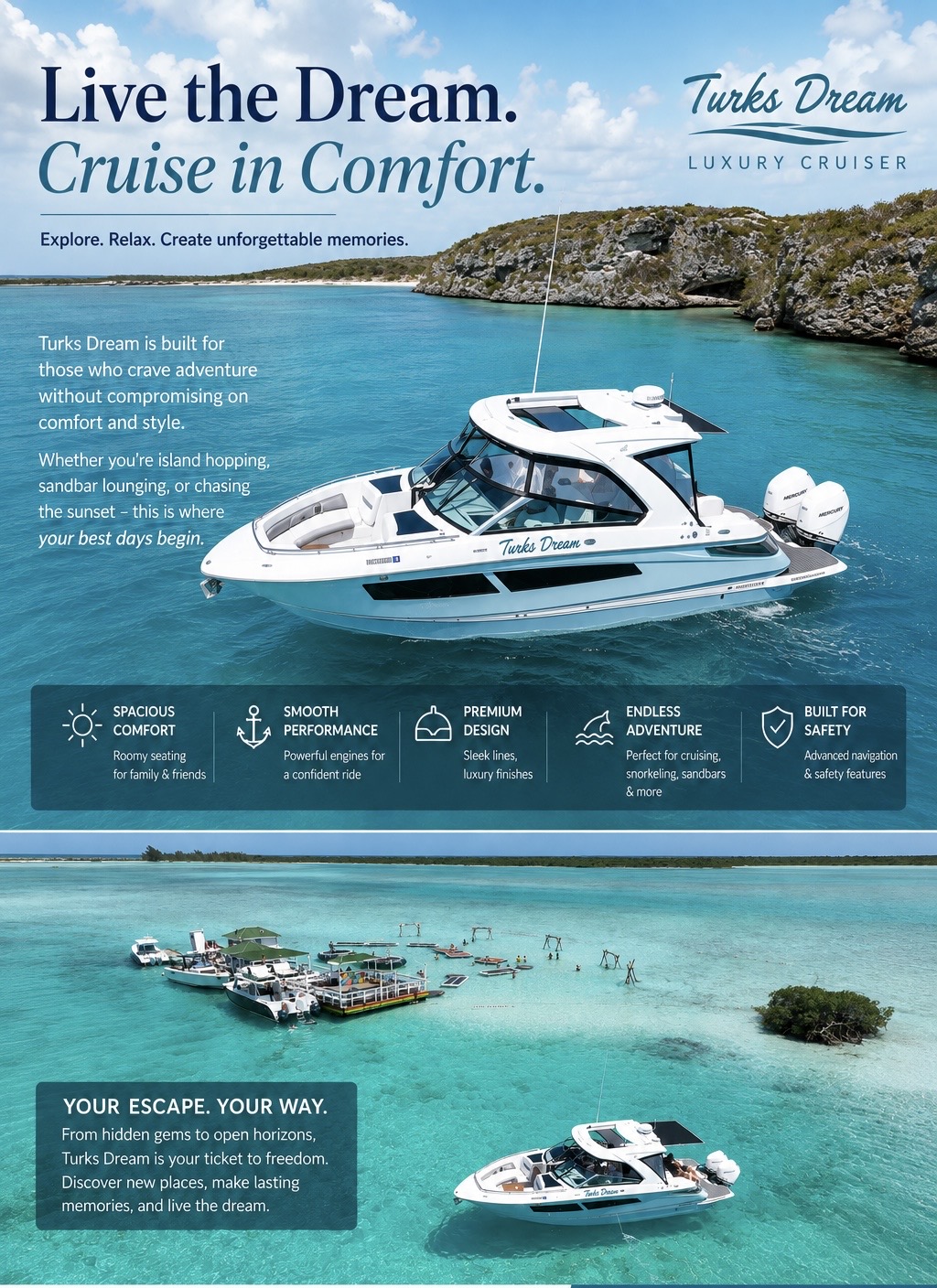 Turks Dream Luxury Cruiser charter in Turks & Caicos